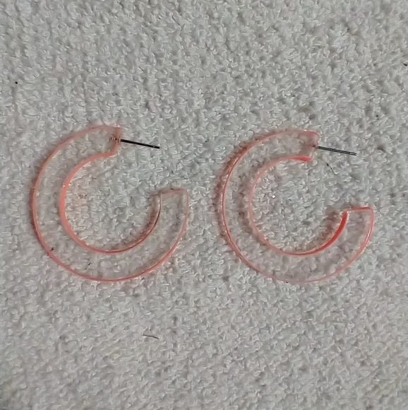 Orange clear post earrings no backs - Picture 1 of 3
